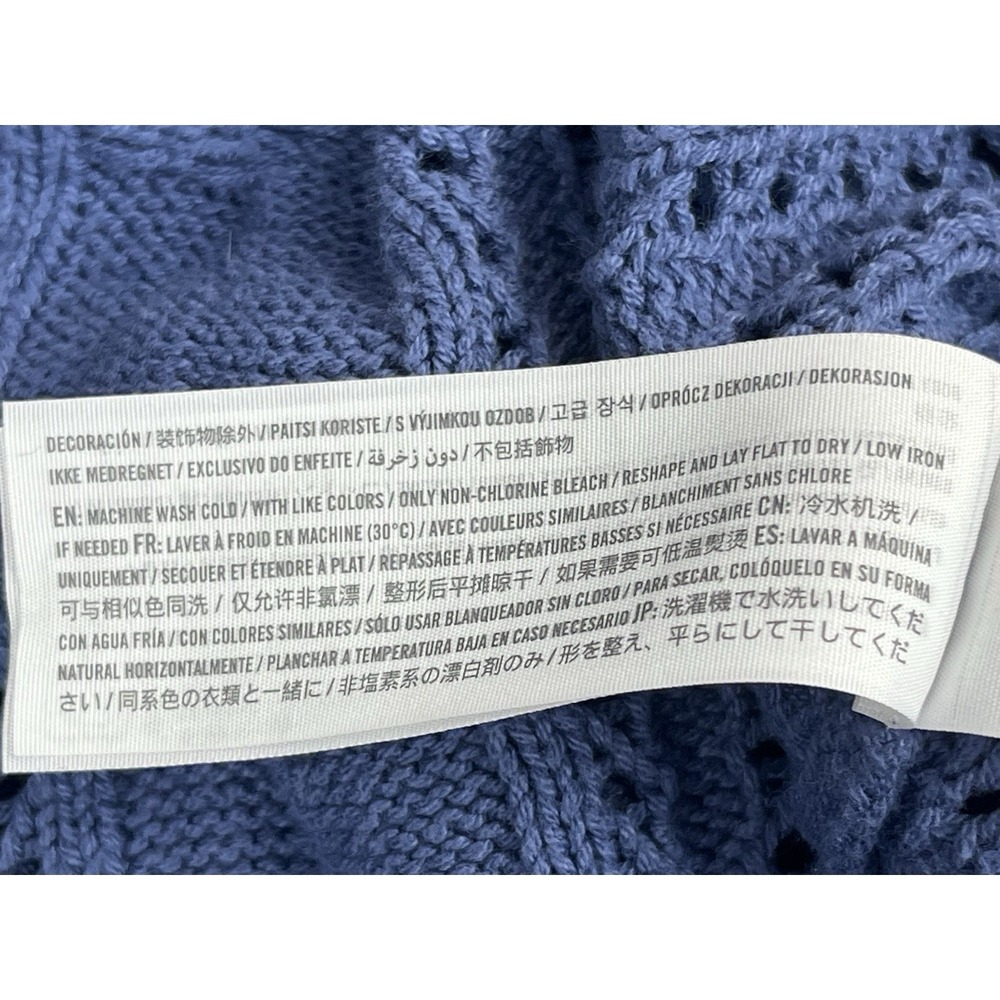 Hollister‎ Co. Blue Cropped Cable Knit Collared V-Neck Sweater Sz S - Picture 9 of 10